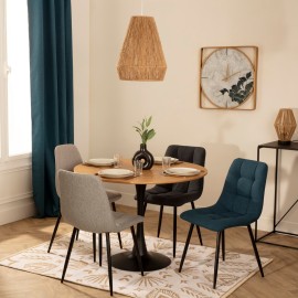 Chaise De Table En Tissu Sirac Bleu Canard - Atmosphera 2