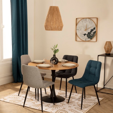 Chaise De Table En Tissu Sirac Bleu Canard - Atmosphera