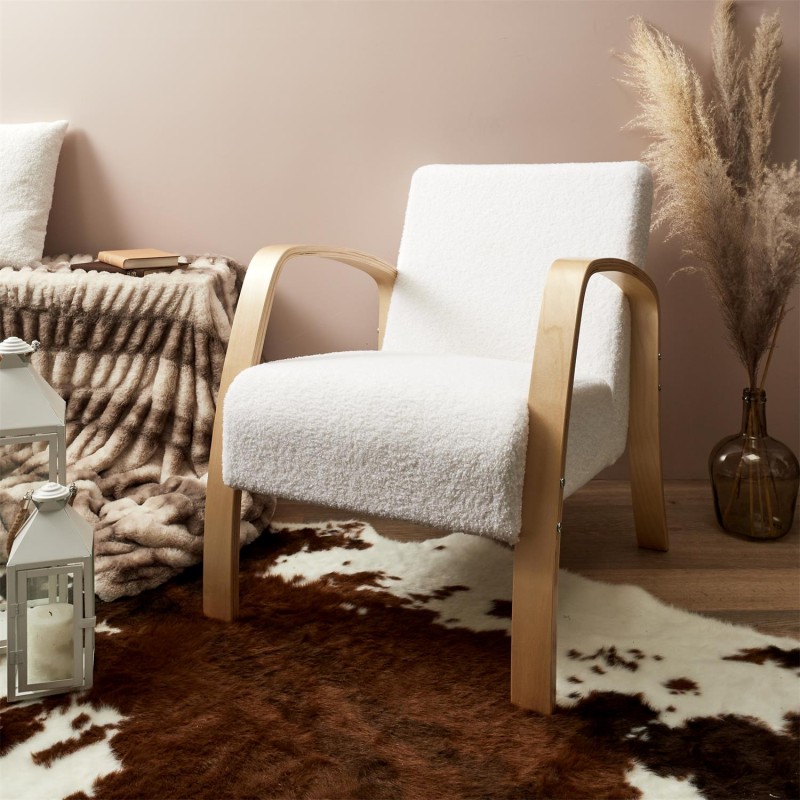 Fauteuil bouclette Hella Blanc Home Deco Factory