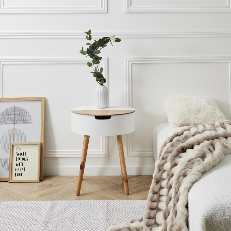 Table Coffre Intégrée Blanc Home Deco Factory