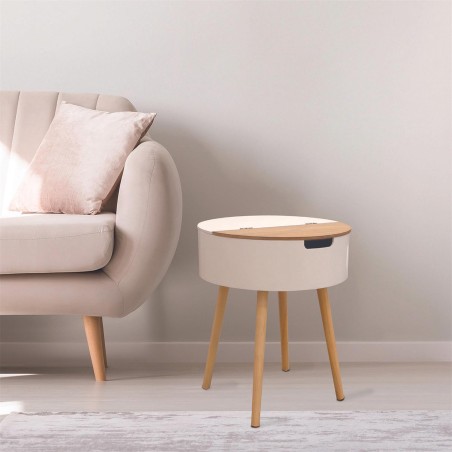 Table Coffre Intégrée Blanc Home Deco Factory