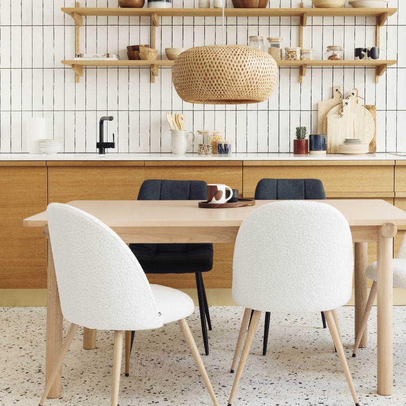 Chaise De Table Bouclette Slano Blanc - Atmosphera