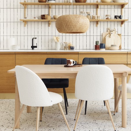 Chaise De Table Bouclette Slano Blanc - Atmosphera