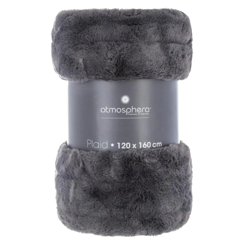 Plaid En Fourrure Four Manoir 120x160 Gris - Atmosphera