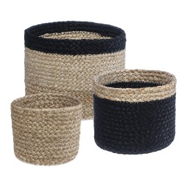 Lot De 3 Paniers Jute Jackson Noir - Atmosphera
