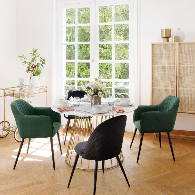 Chaise De Table En Velours Noire - Atmosphera