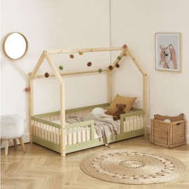 Lit Cabane Avec Barrières Explorateur Vert 70x140 - Laïba Kids 2