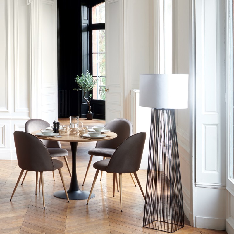 Chaise De Table En Velours Taupe Atmosphera