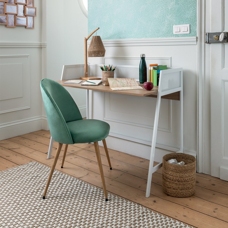 Chaise De Table En Velours Vert Atmosphera