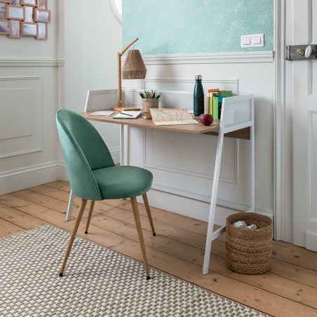 Chaise De Table En Velours Vert Atmosphera