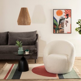 Fauteuil Romi Bouclette Blanc Atmosphera 2