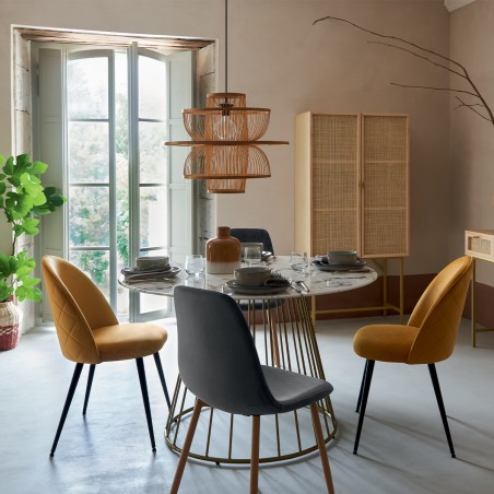Chaise De Table Velours Ocre Atmosphera