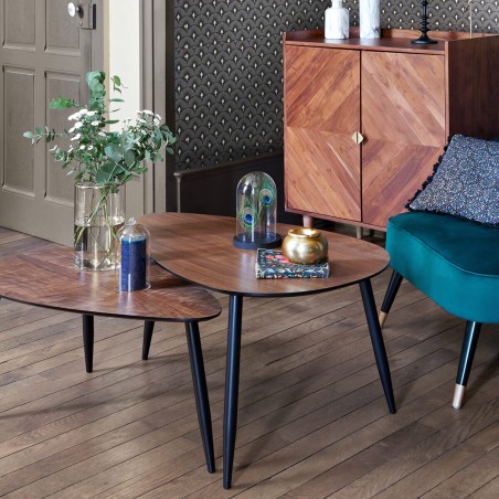 Lot De 2 Tables Basses Grand Modèle Mileo Noyer Atmosphera