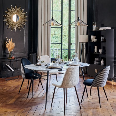 Chaise De Table Velours Noir Blanc Atmosphera