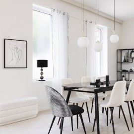 Chaise De Table Velours Noir Blanc Atmosphera 2