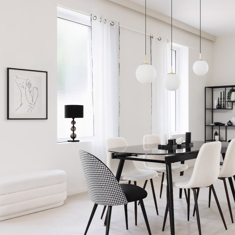 Chaise De Table Velours Noir Blanc Atmosphera