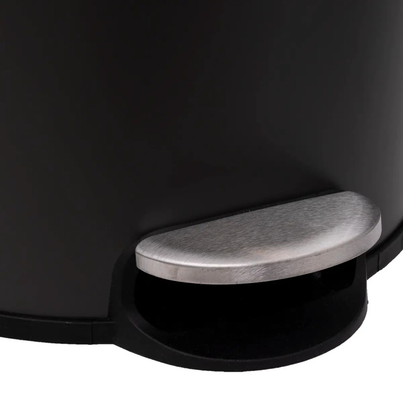 Poubelle En Métal Couvercle En Bambou Noire Five