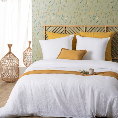 Parure de lit Flora Blanc 240x220 Atmosphera