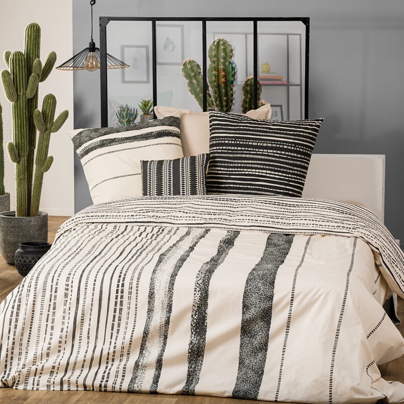 Parure de lit Cybele 240x220 Blanc Noir Atmosphera