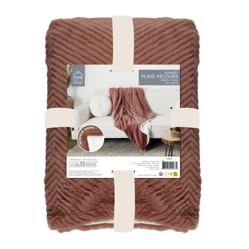 Plaid Imitation Fourrure Rose Sherpa 140x200 - Home Deco Factory