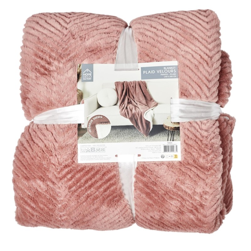 Plaid Imitation Fourrure Rose Sherpa 140x200 - Home Deco Factory