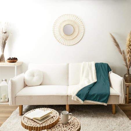 Plaid Microfibre Sherpa 125x150 Bleu Canard - Home Deco Factory