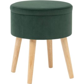 Tabouret Coffre Velours Tess Vert Cèdre - Atmosphera