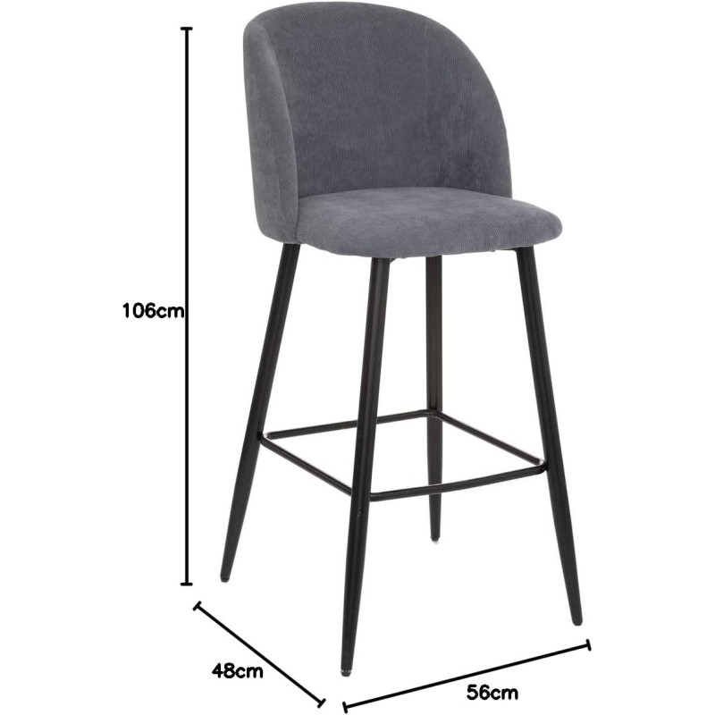 Chaise De Bar En Velours Céleste Gris - Atmosphera