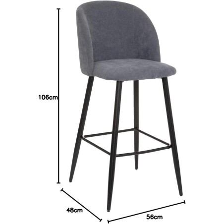 Chaise De Bar En Velours Céleste Gris - Atmosphera