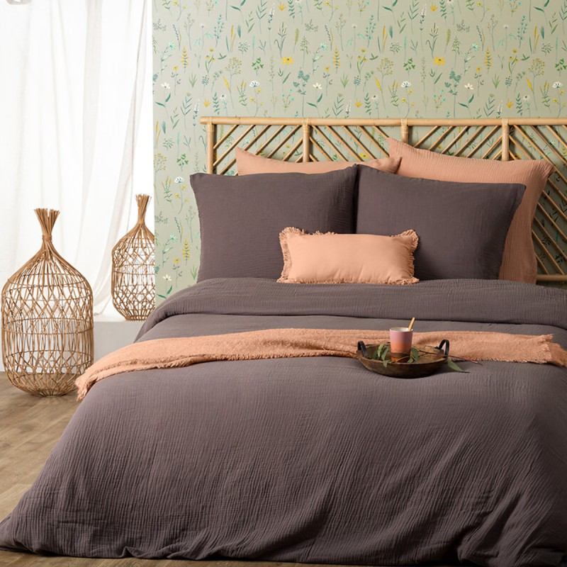 Parure de lit Flora Gris 260x240 Atmosphera