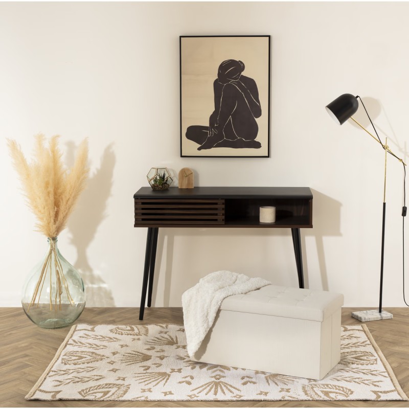 Pouf Pliable En Velours Lysandre Beige Atmosphera