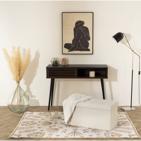 Pouf Pliable En Velours Lysandre Beige Atmosphera