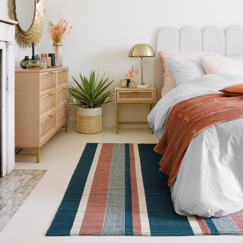 Tapis Collectionneur 120x170 Coton Bleu Canard Atmosphera