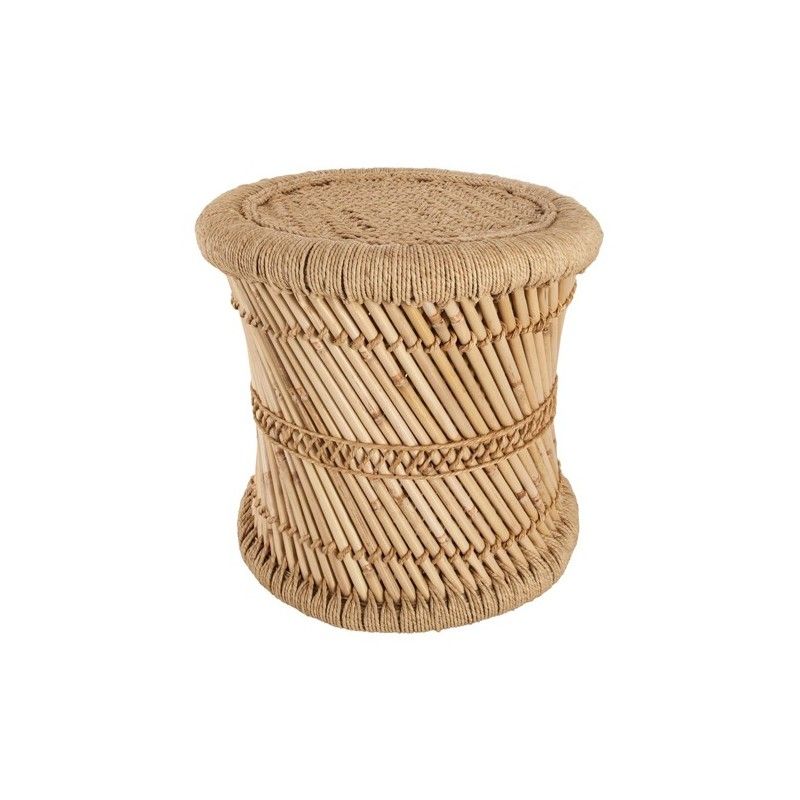 Lot de 2 tables basses gigognes en corde et bambou Beige Atmosphera