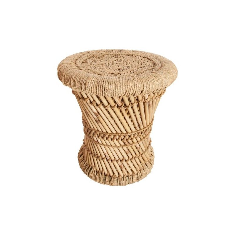 Lot de 2 tables basses gigognes en corde et bambou Beige Atmosphera