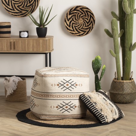 Tapis Rond À Bordure D120 Jute Noir Atmosphera