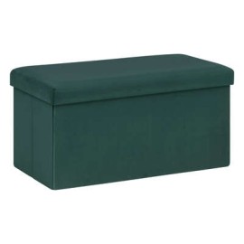 Pouf Pliant Tess En Velours Vert Atmosphera