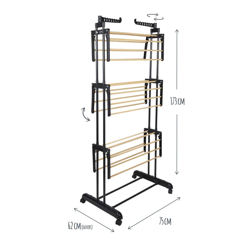 Étendoir Effet Bois 3 Étages Home Deco Factory