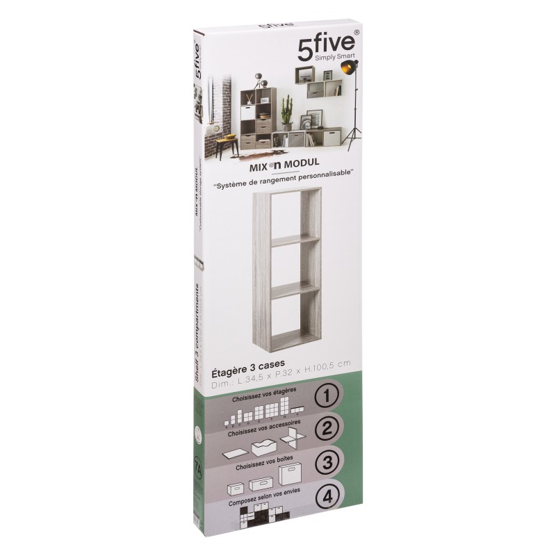 Etagère 3 cases Mix'n'modul Gris - Five