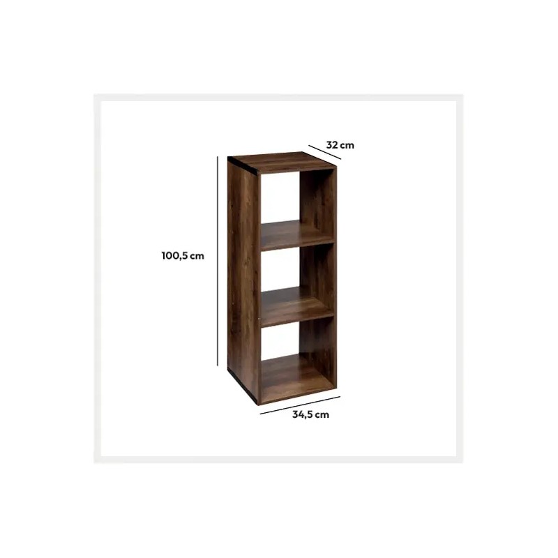 Etagère 3 cases Mix'n'modul Indus Marron - Five
