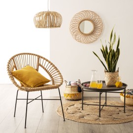 Fauteuil En Rotin Et Métal Keko Beige - Atmosphera 2