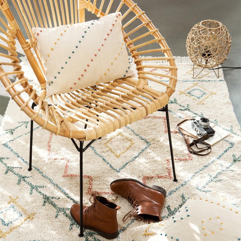 Fauteuil En Rotin Et Métal Keko Beige - Atmosphera