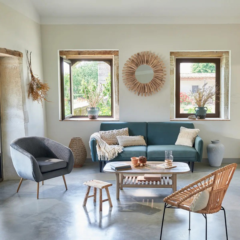 Fauteuil En Rotin Et Métal Keko Beige - Atmosphera