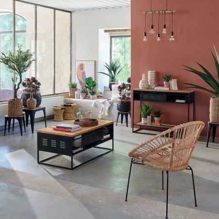 Fauteuil En Rotin Et Métal Keko Beige - Atmosphera