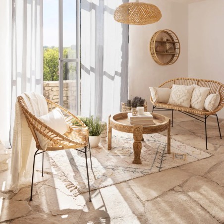 Fauteuil En Rotin Et Métal Keko Beige - Atmosphera