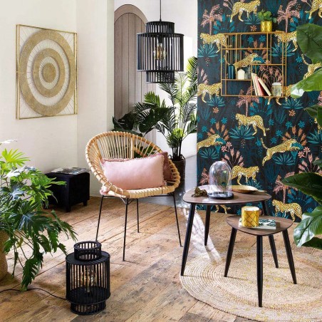 Fauteuil En Rotin Et Métal Keko Beige - Atmosphera