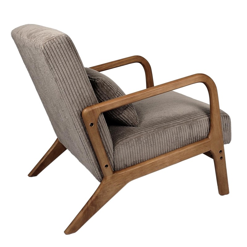 Fauteuil De Salon Côtelé Scott Taupe - Home Deco Factory