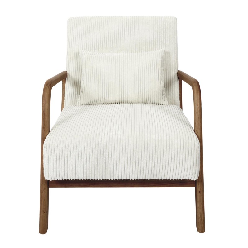 Fauteuil De Salon Côtelé Scott Beige - Home Deco Factory