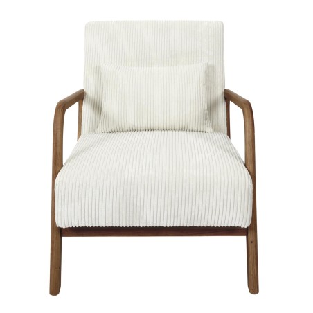 Fauteuil De Salon Côtelé Scott Beige - Home Deco Factory