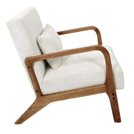 Fauteuil De Salon Côtelé Scott Beige - Home Deco Factory